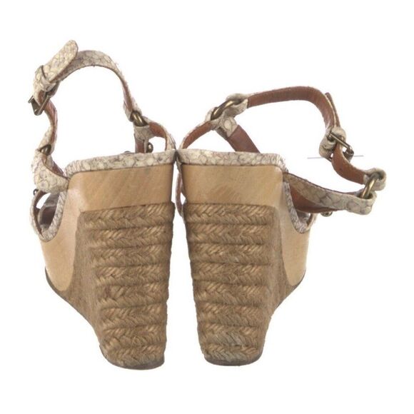 Lanvin Authentic beige brown ankle strap wedge Heels Espadrilles Sandals 9 - Picture 5 of 10